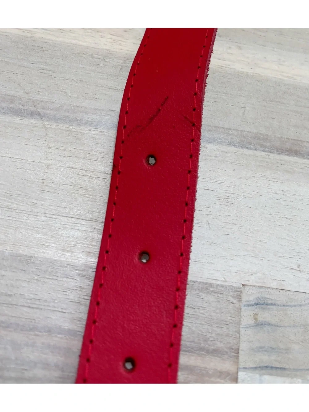 Vintage Genuine Leather Red Belt Silver Hardware Size Small
